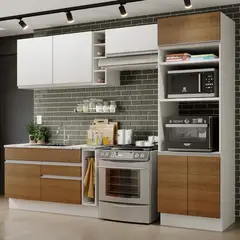 MADESA - Mueble de Cocina Integral Cristal 290 cm BlancoMarrónBlanco 10