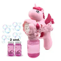 GENERICO - Pistola de burbujas unicornio automática con luz led Rosado