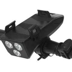 GENERICO - PORTA CELULAR PARA BICICLETAS MOTOS Y SCOOTER CON LUZ Y CARGADOR NEGRO