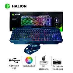 HALION - Kit Gamer Spartan HA-808C Teclado LED y Mouse Óptico