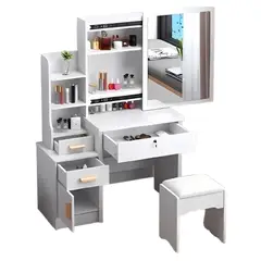 GENERICO - Tocador de Maquillaje Con Espejo y Sillón Para Dormitorio Blanco