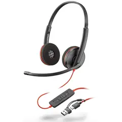 POLY - Auriculares estéreo USB-C HP Blackwire 3220 + adaptador