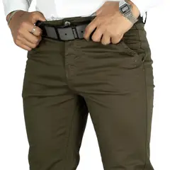 GENERICO - Pantalón de Caballero Slim Color Verde Olivo Brooklyn modelo Astor