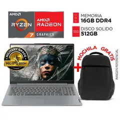 LENOVO - Laptop RYZEN 7 5825U RAM 16GB SSD 512GB Pantalla 15.6” FULL HD + MOCHILA
