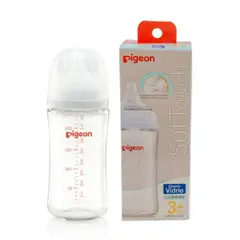PIGEON - Biberón Vidrio 240ml Softouch Peristaltic Boca Ancha