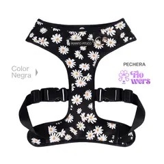 PERRITO PITUCO - PECHERA FLOWERS NEGRO TALLA M