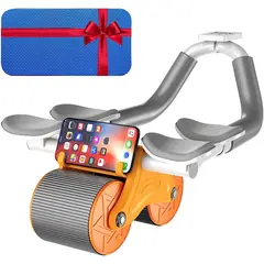 GENERICO - Rodillo Rueda Abdominal Pro Con Rebote Automatico 2 en 1 Naranja