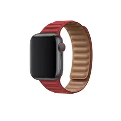 GENERICO - Correa de Cuero imantado para Apple Watch 45mm - Rojo