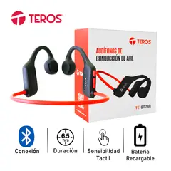 TEROS - Audífonos TE-8078R Bluetooth con Conducción de Aire RojoGris