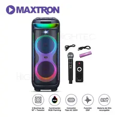 MAXTRON - Parlante Torre BRAVATTO 8 MX805 TWS DSP RGB BT MIC FM