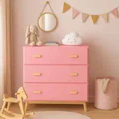 TU MESITA - Cómoda Infantil Moderna Bela 3 Cajones Color Rosado