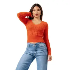 INDEMA - Sweater Angora con Hilos de Brillo Color Naranja