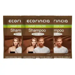 GENERICO - PACK 3 SHAMPOO TINTA EN SACHET 90ML ECORINCIA MARRÓN CLARO