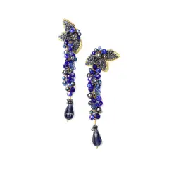 SAMANTHA PINTO HANDMADE ACCESSORIES - Aretes Emilia Azul Dorado