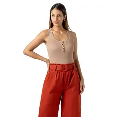 INDEMA - Polo de Hilo Sin Mangas Mujer Color Arena