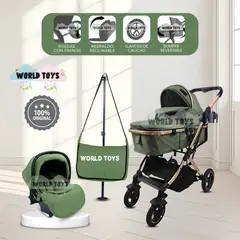 Baby - Coche Moisés 4 en 1 «EKATER» con Portabebé Green