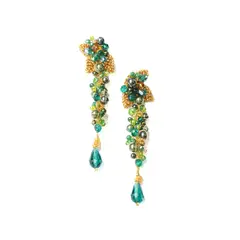 SAMANTHA PINTO HANDMADE ACCESSORIES - Aretes Emilia Verde Dorado