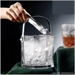 INSPIRA - Hielera de vidrio transparente con pinza y agarradera Octogono