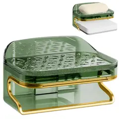 MINARI - Jabonera Elegante con Escurridor y Esponja Accesorio para Baño VR B11