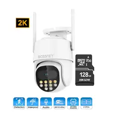 GENERICO - Cámara de Seguridad Bossney BS-H9017 2K Exterior con MicroSD 128GB