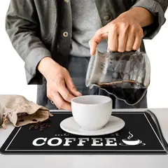 ELMEJORPRECIO - Set de 3 Alfombras Absorbente para Barra de Café Negro