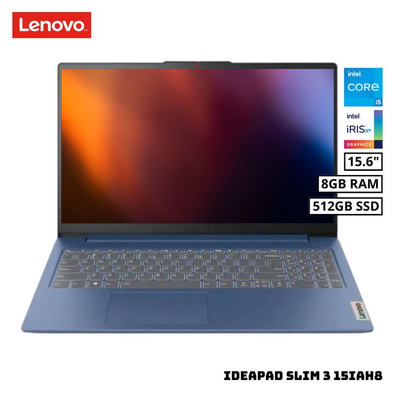 LAPTOP IDEAPAD SLIM 3 15IAH8 15.6 FHD INTEL CORE i5-12450H 8GB RAM 512GB SSD