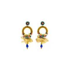 SAMANTHA PINTO HANDMADE ACCESSORIES - Aretes Antonia Multicolor Naranja Azul