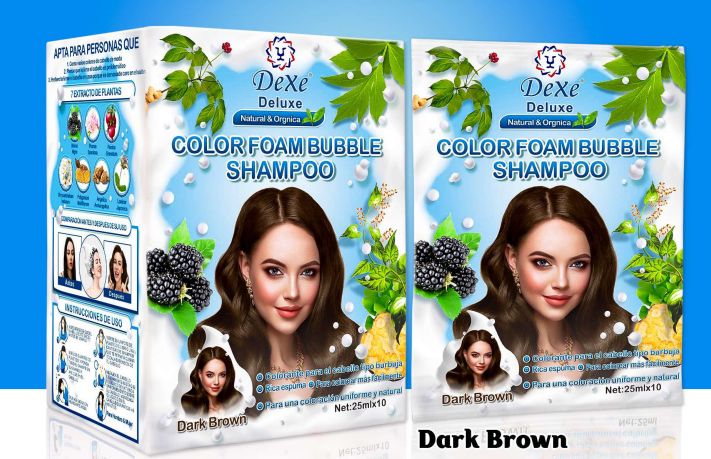 Shampoo Dark Brown colorante para cabello caja x 10 unds