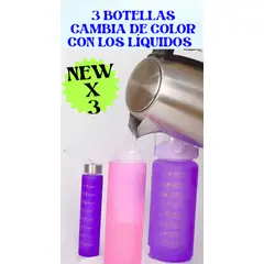 GENERICO - 3 BOTELLAS TOMATODO MULTICOLORES CON LOS LÍQUIDOS