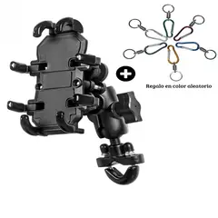 GENERICO - Soporte Para Celular 8 Agarres Moto + Llavero Arnés de Regalo