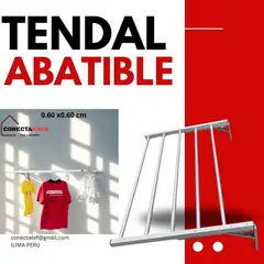 NACIONAL - Tendedero Abatible de 60 cm x 60 xm aluminio de alta calidad.