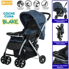 EBABY - Coche Cuna de paseo para Bebe con portavasos Blake Azul
