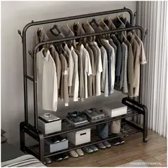 INSPIRA MARKET - Estante Organizador Ropa Perchero Con Ruedas 2N Negro