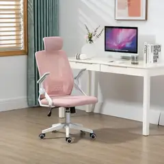GENERICO - Silla Ergonómica de Oficina con Cabecera y Respaldo Regulables Rosado