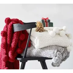 GENERICO - Manta pompón blanco nieve