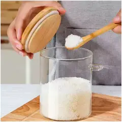 INSPIRA MARKET - Frasco de almacenamiento con tapa y cucharita estilo Bambú