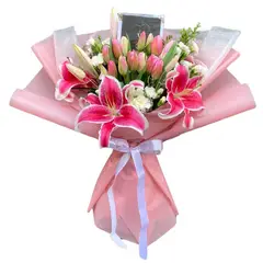 VI REGALANDO AMOR - Ramo Imperial de 15 tulipanes aleatorios - Ramo de Flores