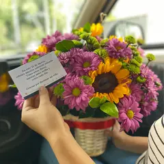 GENERICO - Canasta Marite - Flores Amarillas - Girasoles- ramo de flores