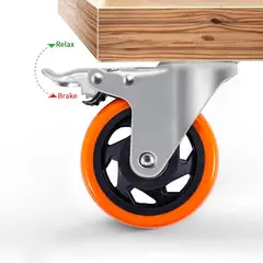 GENERICO - Rodamiento Garrucha giratoria naranja de 3 pulg con freno EDIROF-3PULG