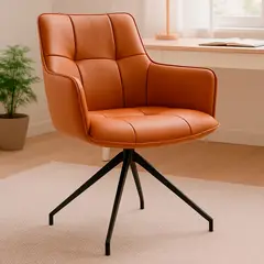 BUCKINGHAM - Butaca Cuero Giratoria 360° Berner Marrón Claro