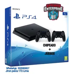 SONY - PS4 SLIM 100 grabados JUEGOS 1TB con 2 mandos ORIGINALES