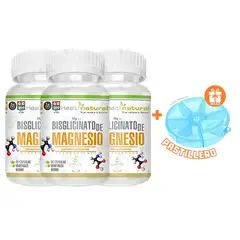 HEALTHNATURAL - PACK 3 BISGLICINATO MAGNESIO 1500MG + REGALO PASTILLERO