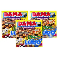 GENERICO - PACK 3 JUEGO 2 EN 1 DAMAS Y LUDO - JUEGO DE MESA