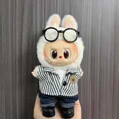 POP MART - Ropa Labubu 3 Piezas Camisa Rayas Gris Rabbit Polo Short