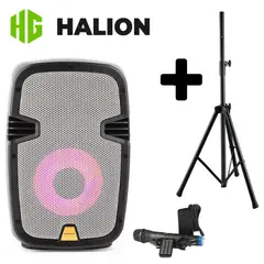 HALION - Parlante Portátil PHA8MB 600W USB BT + Soporte