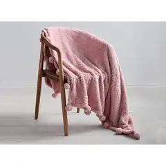 GENERICO - Manta pompón palo rosa