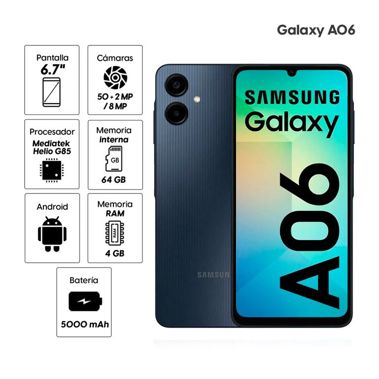 A06 4GB RAM 64GB - NEGRO