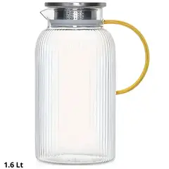 ICHIMATSU - Tetera de vidrio borosilicato con tapa de acero y asa de color 1.6 L-