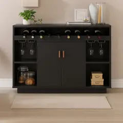 TU MESITA - Mueble de Bar Moderno Porta Vinos & Copa Córdova Negro