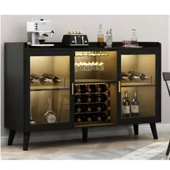 TU MESITA - Mueble de Bar Elegante Sanchez 2 Puertas Color Negro